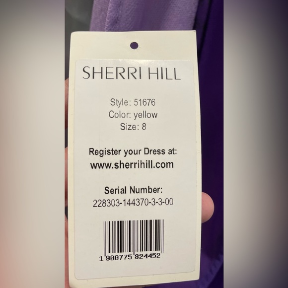 Sherri Hill Yellow Sparkly Prom Dress - Picture 7 of 8